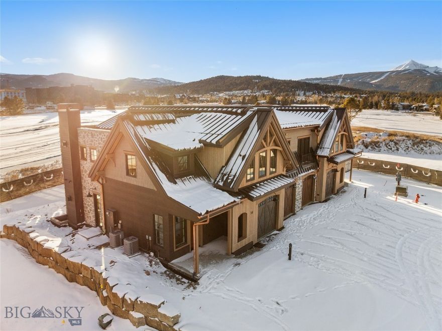 Welcome to the Yellowtail Residences — modern luxury in the heart of Big Sky’s Meadow Village. Thoughtfully designed and richly upgraded, this residence offers elevated mountain living with every comfort considered, drawing inspiration from the finest Yellowstone Club homes. The exterior impresses with a curated blend of stone, durable composite cedar shake, warm wood accents, copper gutters, Juliet balconies, and striking architectural beams. A private hot tub captures sweeping views across the Big Sky Golf Course and groomed Nordic ski trails, delivering four-season relaxation and connection to the outdoors. Inside, the open main level is anchored by a chef-caliber kitchen showcasing a 48" Thermador range with griddle, pot filler, dual dishwashers, two sinks, custom cabinetry, and an elegant herringbone hardwood pattern. Elevated comfort meets smart living with Lutron lighting, air conditioning, a whole-home humidification system, Cat-6 wiring, and custom built-in mudroom lockers. The primary suite is a true retreat with a cozy gas fireplace, custom walk-in closet, and a spa-inspired bathroom featuring a freestanding soaking tub, steam shower, radiant floors, and separate water closet. Each second-floor guest suite includes its own luxurious en-suite bath with heated floors and built-in wardrobes. A highly functional laundry room provides dual washers, utility sink, integrated storage, and a generous folding station. The heated two-car garage offers epoxy flooring, hot/cold water, and an upgraded ultra-quiet opener—perfect for gear storage and year-round convenience. Unmatched access to golf, Nordic trails, dining, shopping, live music, and community events are all steps away, with Big Sky Resort only minutes from your door. Where luxury, convenience, and recreation meet—secure your piece of the Big Sky lifestyle today. 54 Marmot is now furnished and pricing will be $3,950,000 once Photography has been taken?