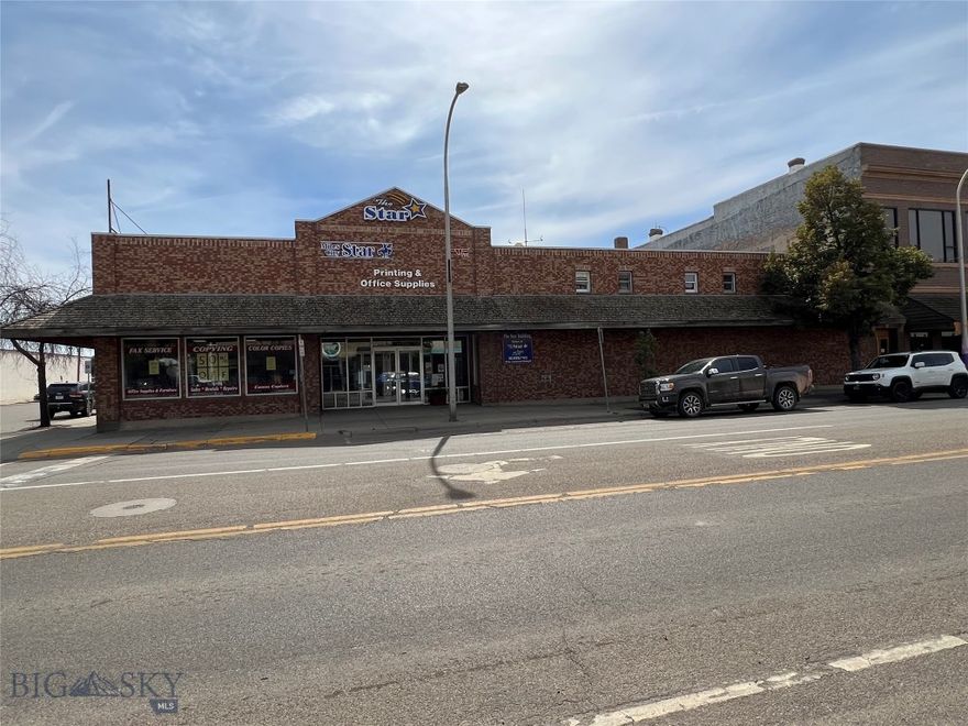 Very nice 21,100 square foot building on a great corner in downtown Miles City with adjoining parking lot. The building has 11,500 square feet on the main level with a 9,600 square foot basement. Building was constructed in 1989 and can be used as a single space or rented out by sections. The parking lot is across the alley and has 7,000 square feet and is a drive through lot fronting Bridge Street.