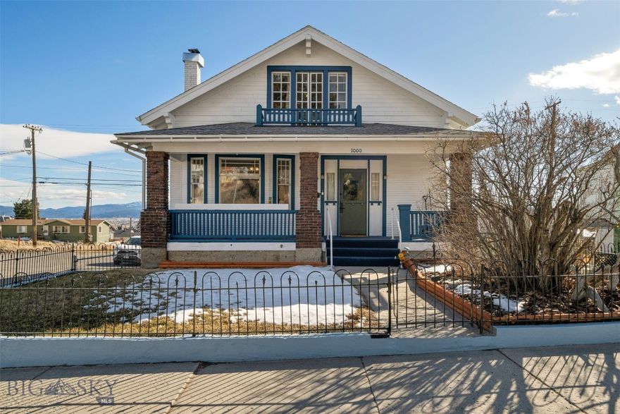 Can it get better than a classic Upper Westside Craftsman home in a highly sought after neighborhood in Historic Uptown Butte? This well maintained corner property offers easy access to the BA&P Trail System and is in close proximity to Montana Technological University, along with Intermountain Health/St James Hospital. Just several blocks from Big Butte, you’ll have some of the best seats to take in the iconic Mining City 3rd of July firework display. 

Character is alive and well in this property with wonderful clinker brick columns flanking a full span covered porch welcoming guests inside. The interior offers original, unpainted built-ins and original flooring in the common areas that will make you think you’ve stepped back in time. Multi-light muntin windows allow the sun to flood each room and take in wonderful views in all directions. While there is plenty of historic charm to appreciate, a multitude of updates have taken place over the past year including the electrical, plumbing, and heating systems - along with fresh paint inside and out.

A primary bedroom is located on the main floor with easy access to the refreshed bathroom - a hard to find combination on the hill. The kitchen and laundry room have also seen upgrades, including paint and flooring. You’ll also find a private, south facing covered deck off the kitchen to enjoy a quiet moment or entertain friends and family. The additional bedrooms are located on the second floor with a unique small balcony space. An unfinished walkout basement provides unlimited potential for a new owner. With ample space and ease of access - the space could be transformed into the ultimate workshop or even be developed into an income producing apartment with a little vision.

Whether you’re looking for a place to call your own or a lucrative investment opportunity - 1000 Caledonia is just waiting for its next chapter of history to be written! Will that next chapter include you?