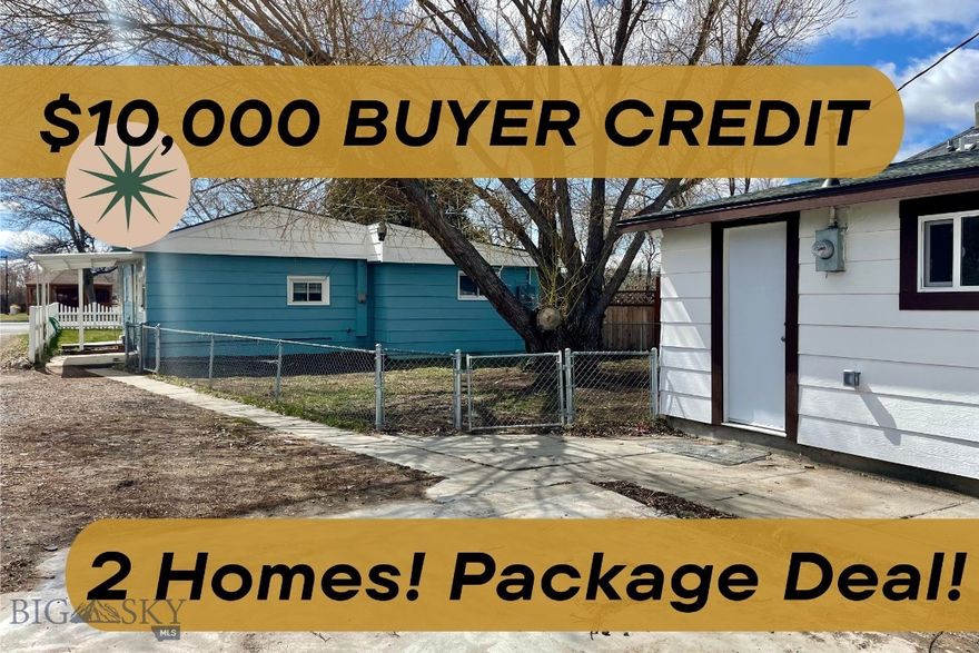 Two Homes, One Incredible Opportunity – Right in the Heart of Whitehall

Welcome to small-town Montana living at its finest. Nestled in the charming and walkable town of Whitehall—where stoplights don’t exist and life slows down just enough—this rare property offers not one, but two beautifully remodeled homes on one lot. Whether you're looking for a private residence with space for extended family, a rental opportunity, or the perfect work-from-home setup, this property delivers flexibility, comfort, and unbeatable location.

Imagine this: stroll to the Two Bit Saloon for a burger, catch a $6 movie around the corner, or run daily errands with total ease—everything from the post office, grocery store, doctor, dentist, and library is just a stone’s throw away. For families, the public playground and skate park are literally across the street, set against a stunning backdrop of mountain views that never get old.

The front home is full of light and character, offering 3 bedrooms, 1 bath, and a cozy, sun-filled living room with picture windows that look out to the park and those awe-inspiring mountains. Watch your kids play or simply soak in the peaceful views with your morning coffee.

Between the two homes sits a fully fenced yard with a gorgeous mature weeping willow—an absolute scene-stealer. It’s the perfect spot to unwind, entertain, or enjoy a Montana sunset.

The second home out back is just as inviting, featuring 1 bedroom with a large walk-in closet, an office/flex room, spacious living area, functional kitchen, full bath, and an attached garage. Whether it's a guest house, income-producing rental, or your dream office space, this setup checks all the boxes.

Perfectly positioned just 50 miles to Bozeman, Helena, and Dillon—and only minutes from Butte—this home is also a gateway to everything Montana is known for: world-class fishing, hunting, and endless outdoor adventure.

Turn-key and move-in ready, this is a rare gem in one of Montana’s most beloved small towns. Don’t miss your chance to own a slice of this peaceful, well-connected paradise.

Schedule your private showing today—opportunities like this don’t come around often.