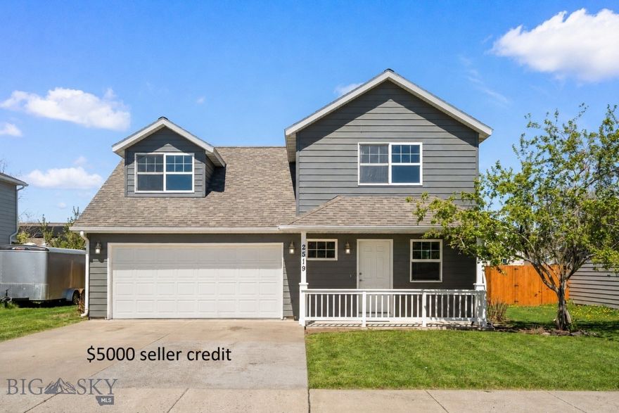 $5000 seller credit.  This inviting 3-bedroom, centrally located home offers a functional open floor plan with comfortable living, dining, and kitchen spaces on the main level, along with a convenient 3/4 bath. The upper level features three bedrooms and a full bathroom with dual sinks, providing practical space for everyday living.
Recent updates include new exterior and interior paint, a new refrigerator, updated can lighting in the kitchen, luxury vinyl plank flooring, carpet and door hardware. Outside, enjoy a fenced backyard, covered back patio, and an attached 2-car garage.  A well-maintained home with thoughtful updates, comfortable living spaces, and a great backyard setup.