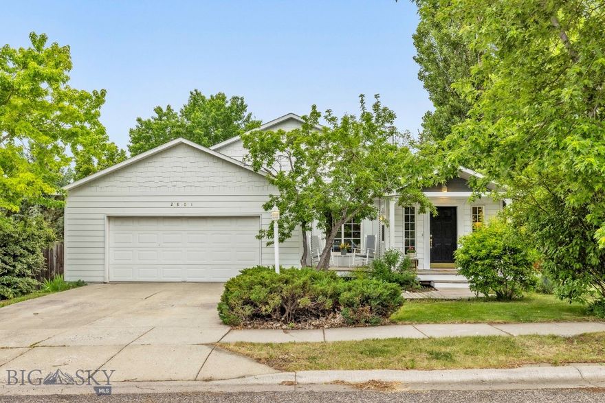 Located in the heart of Bozeman, this spacious 4-bedroom, 3-bath home w/ a heated two-car garage sits on an AMAZING 8,625 sq ft lot surrounded by mature trees, open space and a seasonal creek! This property has it all with  Bridger Mountain Views, a fenced area, patios and open space providing the perfect balance of privacy, views and convenience! 
The main level features vaulted ceilings, a SOAPSTONE WOOD-BURNING STOVE and solid pine and fir doors. A covered deck off the living room provides serene outdoor space for relaxing or entertaining.
Upstairs includes the primary suite with a full bath, along with two additional bedrooms and a second full bathroom. The walkout lower level boasts an oversized, sun-filled family room with access to a second deck and private garden area, plus a fourth bedroom, 3/4 bathroom and laundry room.
The home also includes an attached, heated 2-car garage, fenced yard on an oversized lot with mature trees, room for gardening and walking trails throughout the neighborhood! 
A rare find in a central location—perfect for those who value space, comfort and access to everything Bozeman has to offer!