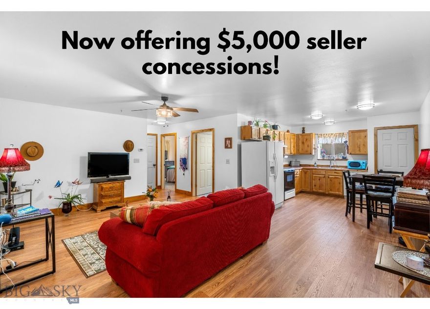 Now offering $5,000 seller concessions. Evergreen Home Loans has offered a a lender credit as well to help with closing costs if buyer uses them.

This updated, ground-level condo is move-in ready and conveniently located in the heart of Belgrade. Enjoy easy access through a private entry into an open-concept living, kitchen, and dining area featuring brand-new vinyl plank flooring and new carpet throughout. The kitchen offers ample counter space, and the full bathroom has been upgraded with new flooring and a new vanity.

The in-unit laundry room provides extra storage, and down the hall, you’ll find two comfortable bedrooms separated by additional closet space. Other recent updates include new window glass for improved comfort and efficiency.

Don’t miss this refreshed and accessible home—call today to schedule your private showing!