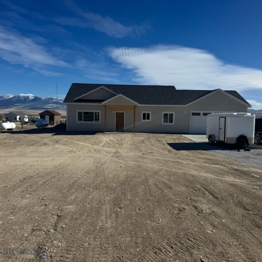 Wake up to mountain sunrises and unwind with lake views right from your own backyard. Welcome to 20 Nez Perce Trail in Townsend, MT. This brand new construction home offers 3 bedrooms, 2 bathrooms, and 1,280 sq ft of thoughtfully designed single level living on a full 1 acre lot. The open concept layout blends the kitchen, dining, and living areas seamlessly, creating a bright and functional space for everyday living or entertaining. Modern finishes and natural light enhance the interior, while the attached 2 car garage adds convenience and storage. Enjoy nearby access to Canyon Ferry Lake, boating, fishing, and year round outdoor recreation. If wide open space, fresh construction, and Montana views are on your list, this property is ready to deliver.