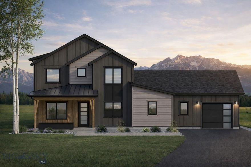 Welcome to this thoughtfully designed new construction home in Creekside Meadows, offering 3,228± square feet of well-planned living space, a versatile layout, and elevated finishes throughout. The main level offers a bright, open layout designed for both everyday living and entertaining. The kitchen is a true focal point, featuring high end appliances, a six-burner gas range with a range hood, a beverage center, a large island, walk-in pantry, and under-cabinet lighting. Flowing seamlessly into the dining area, you'll find a grand two-story living room, where eight oversized windows wrap the space just beside the fireplace, creating a breathtaking, light-filled setting that feels almost outdoors. Whether you're watching the snowfall over the mountains or cows grazing in the distance, the views become part of everyday living. Sliding glass doors open to a covered patio, creating an effortless indoor-outdoor connection. The primary suite is privately located on the main level and thoughtfully designed with a freestanding soaking tub set against a beautiful wet wall feature, a walk-in tile shower, dual vanities, heated flooring, and a large walk-in closet. Just off the suite, a private patio with a custom screen fence adds an extra layer of comfort and privacy. A dedicated office or fourth bedroom, full bath, and a well-designed mudroom with a built-in bench and cubby storage complete the main level. Upstairs, you’ll find two additional bedrooms, a full bathroom, and a spacious flex area—perfect for a second living room, media space, or playroom—along with a dedicated study or craft room with a built-in desk. The home offers an oversized two-car garage along with an additional single-car bay, providing plenty of room for vehicles, gear, and storage. Additional highlights include central A/C and a fully fenced and thoughtfully landscaped yard. Located in the highly sought-after Monforton School district and just minutes from all that Bozeman has to offer, this home also captures incredible mountain views in every direction—bringing together convenience, space, and the best of Montana living.