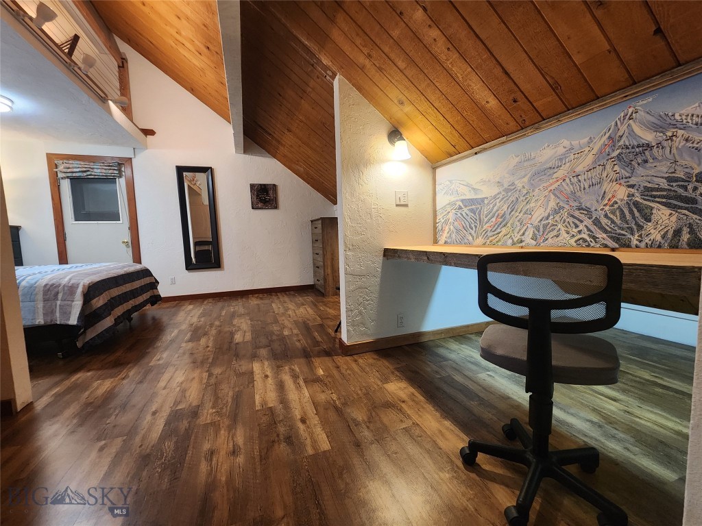 Very comfortable lofted Hill Condo, with Lone Peak views, offering a unique blend of elevated mountain living and cozy alpine charm just minutes from Big Sky Resort! The loft has been fully extended to create a full second floor and second loft offers a cozy multi use space looking over Lake Levinsky. This is a great location for any outdoor enthusiast with skiing, mountain biking, hiking and paddleboarding right out of your front door. The perfect place for your own mountain retreat or full-time year-round living!
