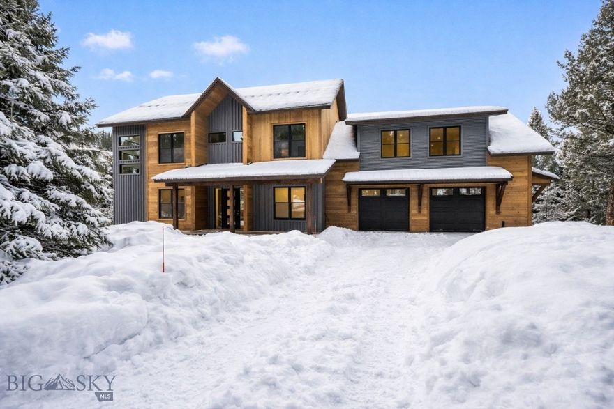 Experience elevated mountain living in this exquisite 3,560 SqFt custom home, perfectly situated on 1.6 private, wooded acres backing to open space. Located in the final phase of Big Sky’s highly desirable Gallatin Foothills community, this new construction retreat offers 4 spacious bedrooms, 4.5 luxurious bathrooms, a generous bonus room over the garage, private office/den, and a heated two-car garage. Designed with refined mountain-modern finishes, the home features wood and elegant tile flooring, sleek solid-surface countertops, a striking stone fireplace with a 60” Heat n Glo gas insert, and premium GE Monogram appliances. Comfort abounds with in-floor heating in the spa-like master bathroom, forced air heat, central A/C, and a fully heated garage. Enjoy panoramic views of Hyalite Peak, serene mature trees, and seamless access to professionally built hiking and biking trails. With over 75 acres of preserved open space for cross-country skiing and sledding, and proximity to the Gallatin River, Buck Ridge trails, Big Sky Town Center, and Yellowstone, this location is unmatched. Schedule your private showing of this spectacular mountain sanctuary​​‌​​​​‌​‌​​​​‌​​‌​​​​‌‌ today!