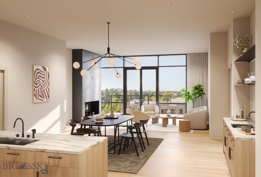 Experience the epitome of downtown Bozeman living at BG Mill. This exclusive address on East Mendenhall Street, just steps from Main Street,
places you in the heart of historic charm, surrounded by the vibrant energy of the Brewery District and downtown's finest dining, shopping, and
cultural venues. Elevate your lifestyle in one of nineteen meticulously-designed residences spanning five stories. Floor-to-ceiling windows and
soaring 10-11 foot ceilings invite natural light and panoramic views into each home, creating an atmosphere of timeless sophistication. Unwind in
open-concept living spaces boasting generous kitchens, individual wet bars, and inviting gas fireplaces, perfect for both intimate gatherings and
luxurious entertaining. Experience unparalleled convenience with a dedicated building concierge offering 24-hour support and an array of
services, from car shuttle to maintenance services to outfitter rentals. Additional amenities include a modern gym, upscale lobby, interior parking
garage, private lockers, and storage for each residence. Indulge in leisure and entertainment atop the 4,000 square foot rooftop terrace with a
fully-equipped kitchen, offering a breathtaking backdrop for al fresco gatherings and memorable moments. Live effortlessly at BG Mill, where
luxury meets convenience.