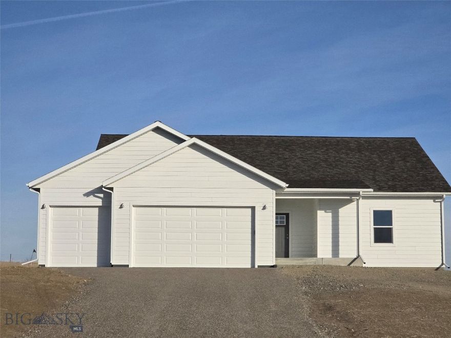Brand new finished home on large 1+ acre lot in a peaceful country setting! If taking your dog (or significant other) for a walk and not seeing anyone else sounds better than hustle and bustle then Westside Trails is for you! 
Come see this beautifully designed 3 bedroom, 2 bathroom home, perched on over an acre of pristine land in Three Forks, MT. Enjoy wide open views from your back yard! The interior boasts quartz countertops, sleek laminate flooring, and stainless steel appliances. Enjoy peace of mind with a 1-year builder warranty, a 10-year structural warranty, and a custom water treatment and RO system included. Located in a friendly neighborhood, just a 30-minute drive to Bozeman and Canyon Ferry Lake, with Butte, Helena, and Ennis all less than an hour away. Indulge in local culinary delights with many legendary restaurants nearby. Must experience the quiet setting to appreciate it! Don’t miss out on the opportunity to own this exquisite home.