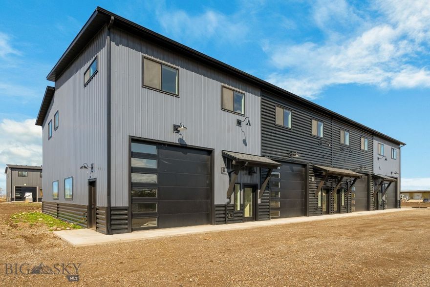 Fantastic new construction 2423 SF Live/Work condos that are located off Jackrabbit in Belgrade. These units qualify for regular residential financing if they are occupied by owners. Two Bed with Two full baths with 1246 SF located on the second level and a huge heated 1177 SF shop on the main level. Living area has a nice floor plan with an open kitchen with island, and a true master suite. Living area includes- Granite countertops, central air and heating, large kitchen, and a balcony. Shop area includes- 12' high garage door, 14' ceilings, heated shop, big office with heat and cooling, full bath with shower, kitchenette, epoxy floors, hot and cold hose bibs, upper mezzanine for storage, 40' deep shop space with separate entrance.