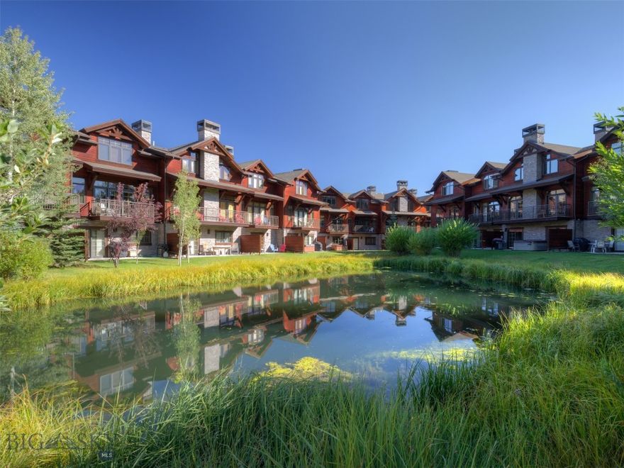 This gorgeous, updated Spanish Peaks Club Condominium is a must see! Convenient meadow location close to everything the vibrant Town Center has to offer along with the complex being located on the Nordic ski/snowshoe trail system in the winter and hiking/biking trail system in the summer. This stylish home is also just down the street from the community park with a playground, softball fields, tennis/pickleball courts, pump track, etc. The condominium complex offers a clubhouse, gym and outdoor pool! Inside you will find 3 luxurious bedrooms and 3 bathrooms, cozy living space with a fireplace - and a garage which is such a necessity to have in Big Sky! The kitchen has been thoughtfully updated and is light and bright. This home is being sold turn-key with all the stylish new furnishings you see throughout! End your day with a soak in the new hot tub on your patio while looking over the peaceful pond area.