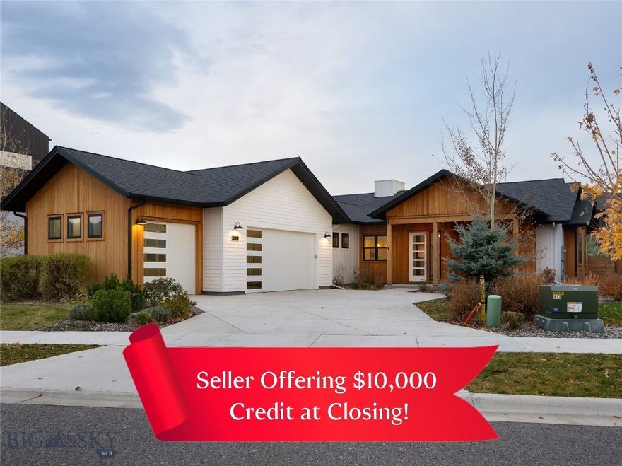 Single-level luxury living in Bozeman’s coveted Flanders Mill, where thoughtful design meets effortless, low-maintenance comfort.

This 3-bedroom home with a dedicated office is designed for easy living, blending custom finishes with a functional, flowing floor plan. The spacious main living areas connect seamlessly, creating a home that feels both refined and welcoming. A rare oversized three-car garage offers exceptional flexibility for vehicles, storage, or hobbies—an uncommon feature for single-level living.

The private primary suite is a true retreat, featuring direct patio access, a spa-inspired bathroom with a tiled shower, and a generous walk-in closet. Two additional bedrooms and a separate office provide ideal space for guests, remote work, or flexible everyday use.

Outdoor living is a standout feature, with a custom paver patio, built-in stone fireplace, covered seating area, and privacy fencing, all framed by professionally designed landscaping—perfect for relaxing or entertaining in every season.

Additional highlights include a spacious mudroom with built-in storage, a large laundry area with washer and dryer included, and central air conditioning for year-round comfort. Located in Flanders Mill, one of Bozeman’s most desirable neighborhoods, residents enjoy access to 36 acres of parks and trails, all while being close to shopping, dining, and downtown amenities.

A perfect lock-and-leave property that is stylish, functional, and truly move-in ready.