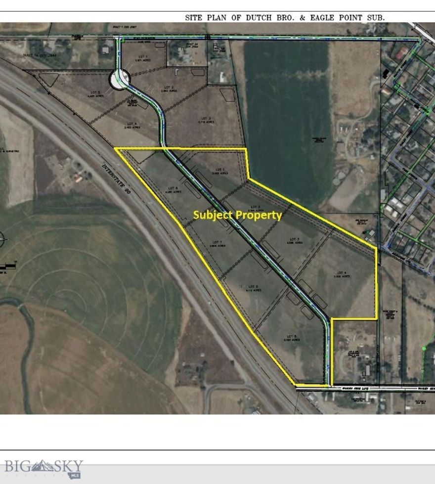 Development opportunity in the path of progress. 39.46 Acre 8 Lot commercial subdivision that has Preliminary Plat approval from the town of Manhattan. Excellent for 1031 or a great spot to park some money and cash in on future growth!!  All of the current engineering product will transfer to the buyer. The 20 acres on the North has received preliminary plat approval for a 5-lot subdivision and can be purchased separately MLS#390876. 

One of the owners is a licensed real estate broker.