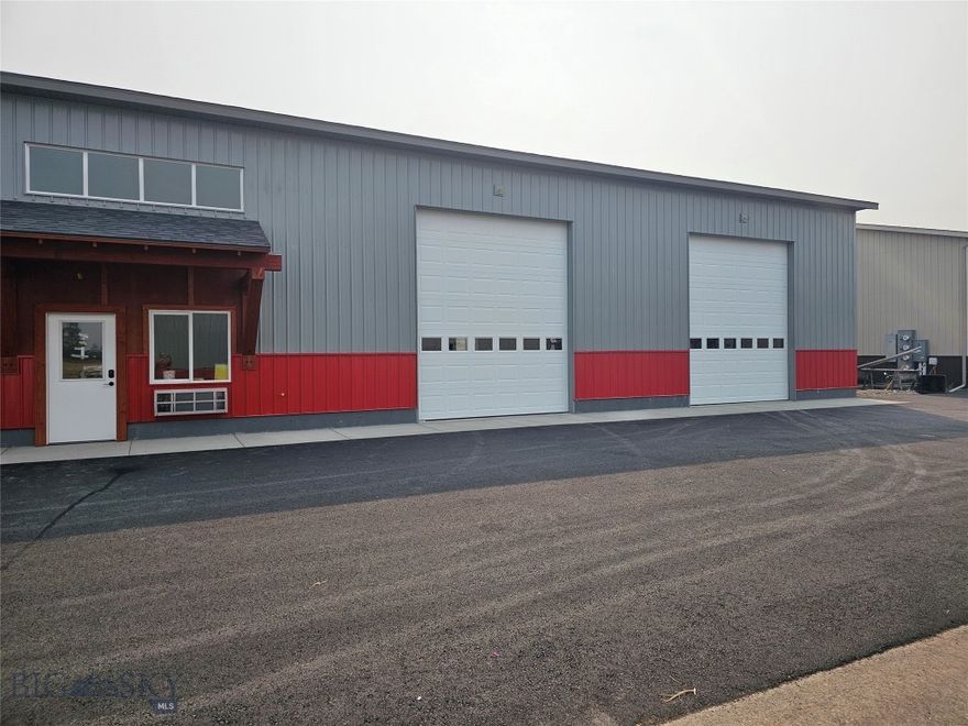 THIS COMMERCIAL CONDO IS APPROXIMATELY 3855 SF PLUS 288 IN MEZANINE FOR TOTAL 4143 SQUARE FEET. THE FLOOR IS A 5 INCH CONCRETE SLAB FOR LARGE EQUIPMENT. THE WALLS ARE 6 INCH PREMIER PANELS WITH 17 FEET HIGH CEILING IN CASE YOU WANT OFFICE SPACE OF 8 FEET UPSTAIRS. THEY HAVE TWO 12x14 COMMERCIAL OVERHEAD DOORS WITH OPENERS AND THE CONCRETE FLOORS ARE SLOPED WITH DRAINS. THERE IS A 12x12 FINISHED OFFICE WITH A MINI SPLIT HEAT AND AC UNIT. THERE IS ALSO A 12x12 MECHANICAL ROOM WITH SINK, SHOWER AND TOILET WITH ELECTRIC BASEBOARD HEAT. HEAVY FRAMING FOR STORAGE OR OFFICE SPACE ABOVE THE 12x24 FOOT OFFICE AND MECHANICAL ROOM WITH STAIRS. THESE SHOP AREA WILL BE HEATED WITH A 300,000 BTU MODINE NATURAL GAS UNIT. INTERIOR OF SHOP AND CEILING WILL BE PAINTED WHITE. THERE IS A 200 AMP ELECTRICAL PANEL AND HIGH BAY LED LITES. THESE UNITS WILL BE VERY ECONOMICAL TO HEAT AND VERY WELL INSULATED TO HELP WITH COOLING. PHOTOS SHARED ARE OF SIMULAR UNIT ! THREE PHASE POWER IS AVAILABLE TO THE NORTH AT THE STREET. SINGLE PHASE TO THE BUILDING WITH 220.
THE SF IS FROM THE ARCHITECT, BUYER TO VERIFY.
SELLER IS A REAL ESTATE BROKER IN THE STATE OF MONTANA.