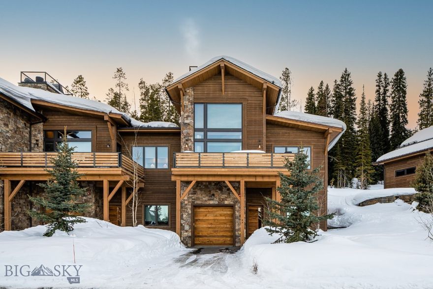 This turnkey ski-in/ski-out, 4 bedroom townhome is "walk in t-shirt year-round" distance to Moonlight Lodge, offers mountain views & immediate ski access to Big Sky Resort. Incredible access to all the activities Big Sky has to offer throughout the summer & winter months right out your front door. Breathtaking views of the Spanish Peaks from the spacious great room window while your friends and family congregate in front of the wood-burning fireplace. Enjoy open living/kitchen/dining room, hardwood floors, Sub-Zero Wolf appliances, outdoor hot tub & vaulted ceilings. This property is offered fully furnished. The garage includes a slat wall storage system for optimal organization.