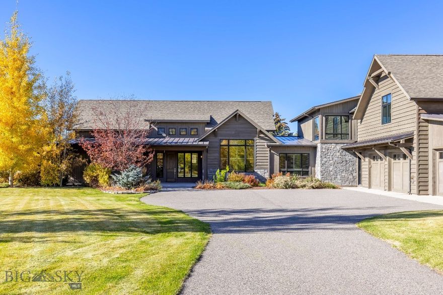 Discover the pinnacle of Bozeman living at 333 Churn Creek Drive. Positioned on the 3rd fairway of Riverside Country Club, this 4-bed, 3.5-bath, 4,820 sq. ft. masterpiece sits on a premier lots in Manley Meadows, one of the city's most prestigious enclaves. This property commands attention -- set on a park-like 1.27 acres, the manicured grounds and stunning Bridger views create an unforgettable first impression. Inside, the home is an entertainer’s dream. The main level is anchored by a true chef’s kitchen, which serves as the heart of the home, flowing effortlessly into a formal dining room, a bright breakfast nook, and a breathtaking great room. The main-floor primary suite provides a serene escape, while a private home office offers quiet separation. Functionality is perfected with a huge mudroom and a rarely-seen 4-car garage. Upstairs, the impressive scale continues with spacious guest bedrooms and an incredible 1,000+ sq. ft. bonus room, offering elevated, jaw-dropping views of the Bridger Range. The true showstopper is the seamless indoor-outdoor living: step onto the expansive covered patio, where you can entertain year-round in front of a grand wood-burning fireplace, all while overlooking the pristine 3rd fairway of Bozeman's premier country club. This is an offering without compromise.