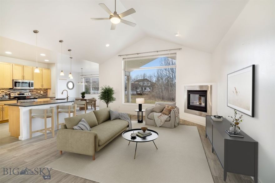 Located in the highly desirable Baxter Meadows neighborhood of Bozeman, this beautifully maintained 3-bedroom single-family home offers comfortable single-level living with thoughtful upgrades throughout. Recent improvements include newer tile and laminate flooring, updated kitchen countertops, and newer appliances. The living area features soaring ceilings, a stunning picture window that fills the space with natural light, and a cozy gas fireplace. The open kitchen is anchored by a large island—perfect for entertaining and everyday living.
Backing to open space with a seasonal creek, the home enjoys peaceful views and direct access to the neighborhood’s exceptional trail system. Baxter Meadows is known for its charming setting, parks, playgrounds, and walkable paths, creating a true sense of community. Just steps from Chief Joseph Middle School and minutes from Downtown Bozeman, this location offers the perfect balance of tranquility and convenience.