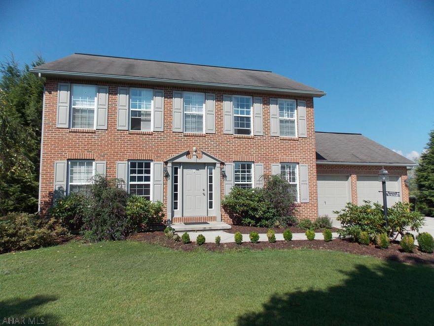 Lovely traditional style home in Fox Hollow Development.  Step into the foyer and notice the hardwood floors through out this home, new carpets were installed in the 2nd floor in  April.  The 4 BRs and laundry are all located on the second floor so  no more carrying laundry up and down the stairs. The master BR has a walk in closet and bath with double sinks.  Granite counter tops in the kitchen and baths offer a touch of elegance to this home.   The basement is finished and offers a fun place for the kids to hang out but still has plenty of storage. Sit on the covered deck relax and watch the sunset and the leaves change on the mountain. This home has so much to offer at a great price. Fox Hollow is conveniently located close to I 99, shopping and restaurants. No sign in the yard.