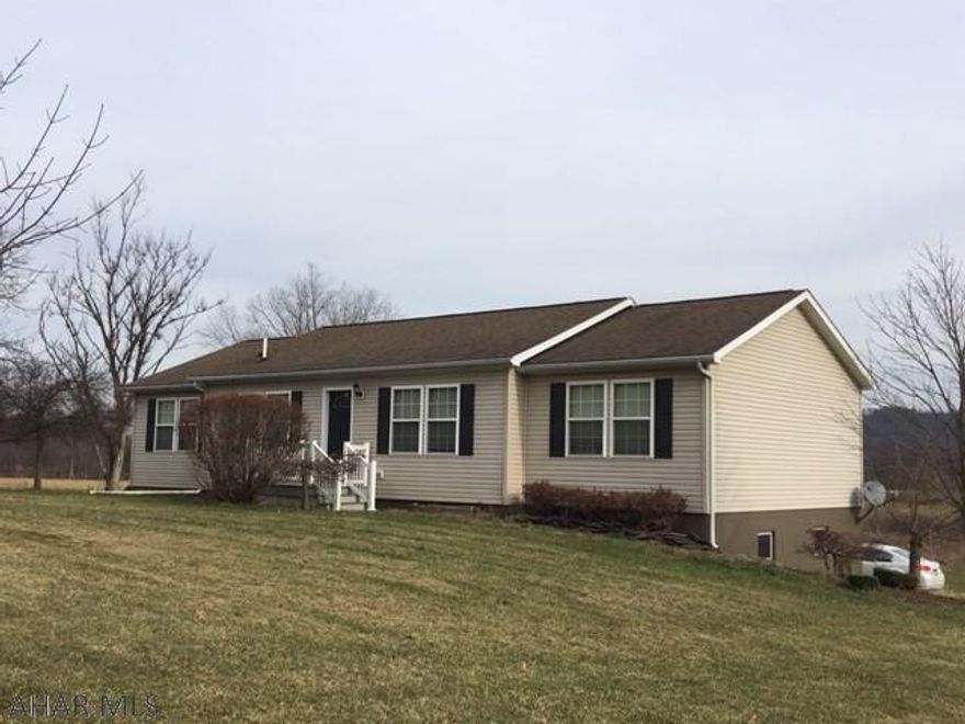 Convenient location between Bedford and Johnstown with this 3 bedroom, 2 bath ranch with walk out lower level. Lots of hardwood, island kitchen, granite counters, fireplace, split floor plan. Full bathroom in basement. Basement was finished with green board drywall, water barrier on ground walls. One owner house!