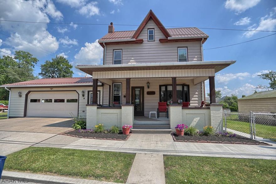 Well-kept 3 bedroom, 2 bath house on a large corner lot. Spacious garage. Partially fenced yard with shed. Large covered front porch. Ample storage space in the kitchen. First floor laundry. Central air.
