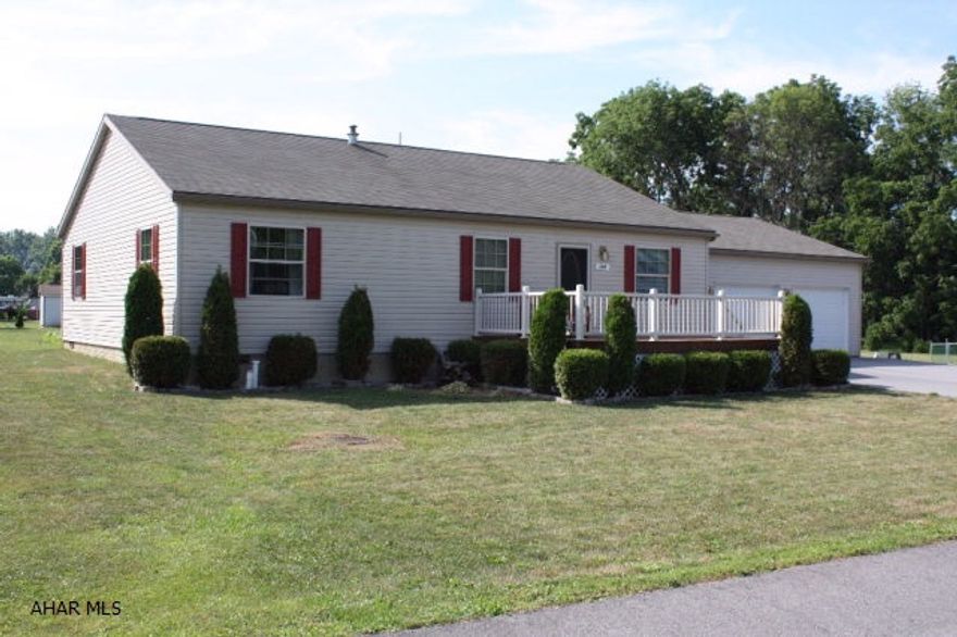 This is a one story well maintained home.  Has the open living concept and lg Master bath with walk in closet and lg bath with Jacuzzi Tub.Quick access to Rt 220 and 99.  Exceptional  lg 2 car Garage measuring 28x33.  With 4 Bedrooms there are a lot of options for this home.  If some one needs handicap accessible all  the door ways are 36 inches wide and Laundry is on the first floor.  If you like a little sunshine there is also a lg deck for sitting and sunning.