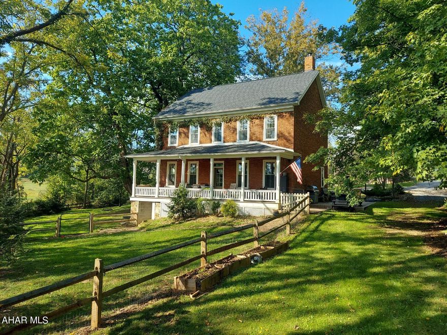 Unique, historic farm restored with a 3 story brick colonial house and bank barn on 48 acres with a mix of woods, field and pasture. This home was lovingly restored five years ago and combines historic charm and character with the comfort of a new modern farmhouse. The farmhouse consists of 3 stories including a full attic loft/ family room. The appraiser says the adjusted age of the house is five years old. The house was completely renovated from the inside out, and includes a new roof, new wiring, plumbing, insulation, windows and more.
Great care was taken to maintain the historical integrity of the home, as you will see beautiful beams and exposed brick throughout the house. The kitchen is spacious and timeless. The first floor features a wood-burning stove. The second floor features 3 Bedrooms, a full bathroom and the added convenience of a laundry room. 
The family room located in the attic is spacious and provides ample space for lounging, games and movie nights!
There is a 40x60 bank barn and an additional machine shed on the property. The barn has had the foundation restored with 2 full size horse stalls, as well as a large, multiple-use breezeway. There is a 4 acre pasture connected to the north side of the barn and a 1/2 acre pasture on the west side, as well as two dry lots. The pastures are ideal for horses and cattle and the fencing is woven wire, designed for smaller animals as well. If you are a horse lover, this property will be the one with a brand-new round pen and many trails to ride.