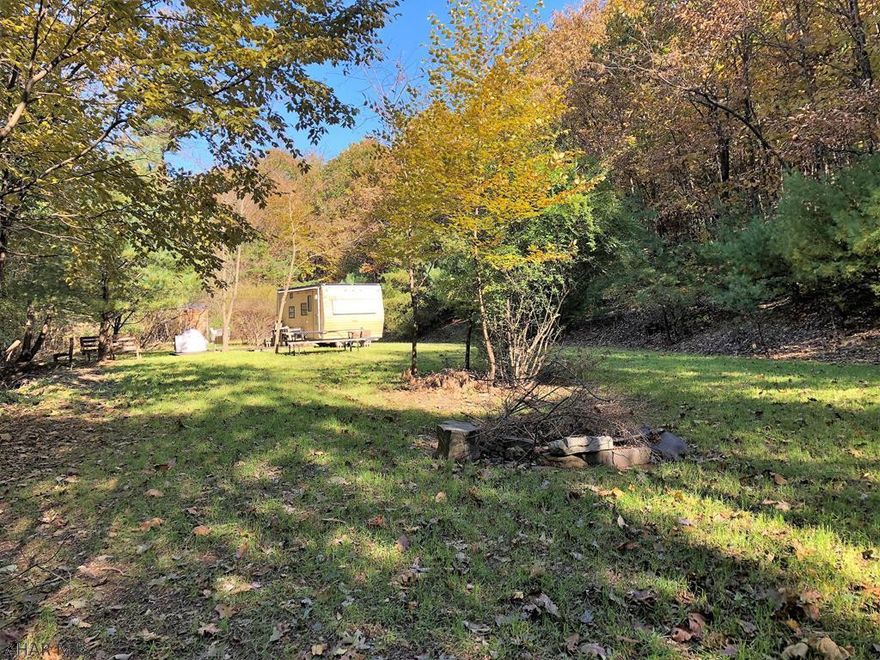 This property is conveniently located just outside of town. There is a small cleared area with a camper that would make a nice place to build a full time residence or get away for someone that wants to be close to town, yet have some seclusion. Trails throughout the property and a small stream at the lower end of the property. Over 1/4 mile of road frontage. Camper, 8 foot picnic table, and Adirondack chairs convey with sale.