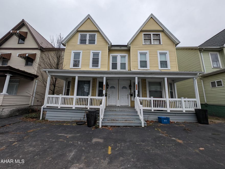 Fully rented side by side duplex located conveniently near restaurants, entertainment, and bus routes. This property features 3 spacious bedrooms, living room, dinning room, and 1 full bathroom on each side! Off street parking in the rear of the home.   The property has plenty of storage space, including, a shed, basement, and attic. Out front provides a large shared covered porch to relax. All utilities are separate.  Contact listing agent for rent amounts and lease details. Seller is a licensed PA real estate broker.