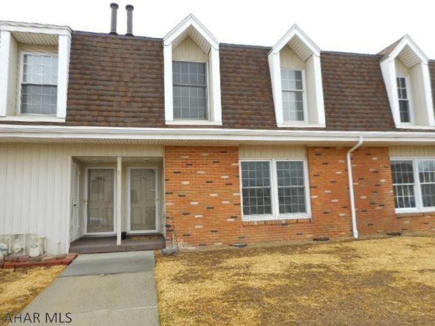 Well maintained 3 bedrm. 1.5 bath townhome located in the borough of Duncansville, Features include spacious living rm and newly carpeted dining rm with new slider to porch. Porch has a large storage unit.Convenient laundry area off the kitchen. Second floor has 3 bedrms and remodeled bath. Lots of closet space.  Interior has been totally repainted. . New hot water tank . Downstairs windows and sliding glass door replaced along with  all new  light fixtures.. HOA includes snow removal, lawn care, w/s ,trash removal,  roof maintenance, and  community lighting. No more worries with outside maintenance. Access to the community pool  for a small fee. Great place to walk and take advantage of the Duncansville Public Park. PLEASE TAKE SHOES OFF.
