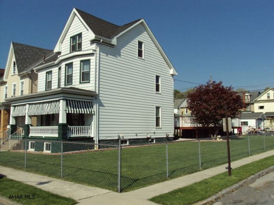 Well maintained, corner lot, fenced, some hardwood floors. Husband and wife live on 2nd floor with bedroom on 3rd floor. Mother lives on the 1st floor. Has been used this way since 2001. Approx 900 sq. ft. on 1st floor, approx 1900 sq. ft. on 2nd floor, and finished 3rd floor.