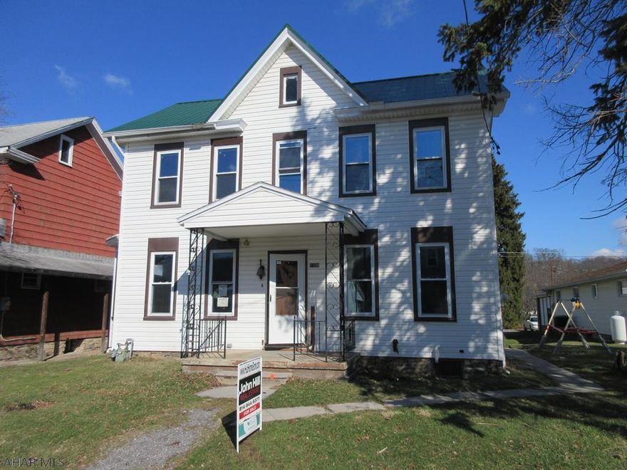 Duncansville Borough vinyl 2 story home with large 2 car detached garage in great area close to community park! Need some work, but loads of potential with 4 bedrooms (2 are smaller with no closets), 1.5 baths, 1st floor laundry, large living room, formal dining and eat-in kitchen. Metal roof, vinyl siding and windows. Property sold AS-IS. Seller will make no repairs. Offers must be submitted through HUD approved broker. Buyer pays both transfer taxes. Equal Housing Opportunity.