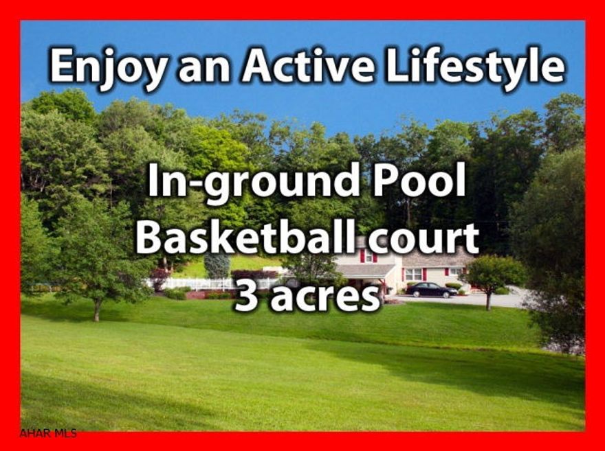 Convenient Country Living on 3 Acres in Bellwood School District. Enjoy a lifetime of memories entertaining around the in ground pool and on the basketball court. This 3 bedroom, 2 full bath home has a huge 22 x 30 family room with gas fireplace. The kitchen boasts with custom cabinetry, island, quartz counter, built in bench seating, hardwood floors and pantry. Laundry room on 2nd floor is conveniently located next to bedrooms. A Must See!