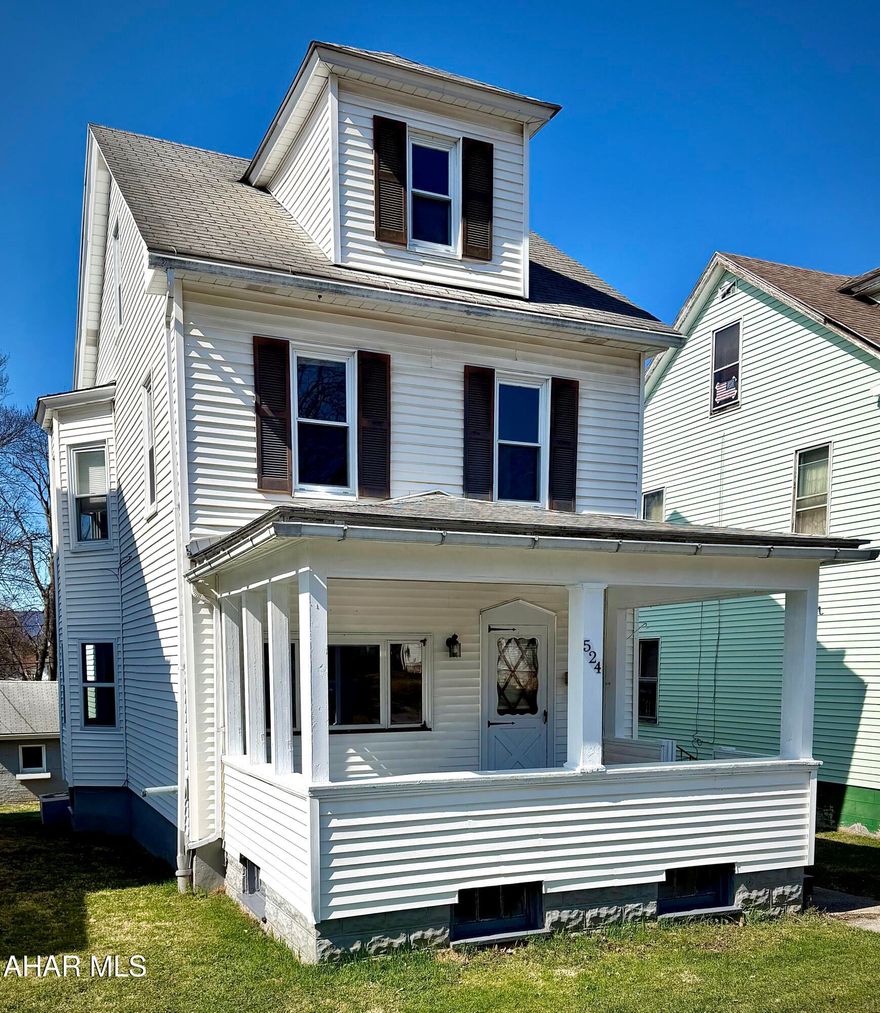 Charming three bedroom home with three bay garage in the East end of Altoona just minutes from downtown.  The home was renovated in 2020 with 200-amp service to both home and garage, all new romex wire, new outlets, dimmer switches in most locations, and a tankless hot water heater.  The dining room has been remodeled with new drywall, insulation and recessed lighting.  The kitchen has been completely remodeled and updated with newer stainless steel appliances including a gas range, microwave, and deep stainless sink basin with pull-down spout faucet, and garbage disposal. The kitchen also provides top and bottom recessed lighting with rear access to the deck and backyard.  Two nice sized bedrooms with original hardwood flooring, ample closet space and natural light are located on the second floor along with the primary modern bath which brings a spa like feel featuring heated tile flooring with smart thermostat, an enclosed glass shower with custom mosaic tile along with a ceiling mounted waterfall shower head and additional side spray wall and handheld shower heads. The primary bath also comes equipped with a self-cleaning toilet and automatic recessed overhead and cabinet lighting with GFCI outlets.  The third floor bedroom has independent electric baseboard heat with a dedicated thermostat and provides additional storage space. Could also be used as a bonus or recreation room.  For the hobbyist, the basement is your place with generous overhead LED lighting, plenty of 120 outlets, custom work benches, and shelving.  The garage has a newer electric garage door with keyless remote, work bay and work bench with vice and overhead LED lighting with 200-amp electric service with sub panel that will run most air compressors and welders. All major electrical upgrades have been done by a licensed electrician.  Make this home your own with a few personal touches!