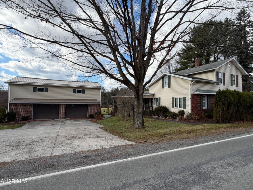 This captivating, well-maintained 3 bedroom 2 bath property sits on three acres and offers a host of unique features for those seeking a tranquil country lifestyle. The acreage is a nature lover's retreat, featuring your very own serene pond with frequent wildlife guests such as turkey and deer. This property is ideal for the enthusiastic hobbyist, offering a dedicated wood shop, a functional chicken coop, a charming pavillion for outdoor entertaining and a massive heated two-car garage with a finished bonus space above, suitable for a variety of uses or simply as an entertainment area. Continuing with the entertaining areas, a large wraparound covered deck with built in buffet and seating is perfect for entertaining in all types of weather. Inside guests can kick off shoes in the laundry/mudroom which includes a stackable washer and dryer.  The eat in kitchen offers plenty of solid wood cabinets for storage and a long countertop for meal prep.  The flow of the living/dining areas keep you connected to your guests.  There is a 3/4 bath and an office also on the first floor.  Upstairs you will find 3 bedrooms and a full bath.  All the mechanics have been maintained through the years with detailed check list.  The property has public water and also a well that you can use for gardening and washing vehicles.  Minutes from Prince Gallitzin State Park/Glendale and a 25 minute drive to Altoona!  Call today to see this one for yourself!