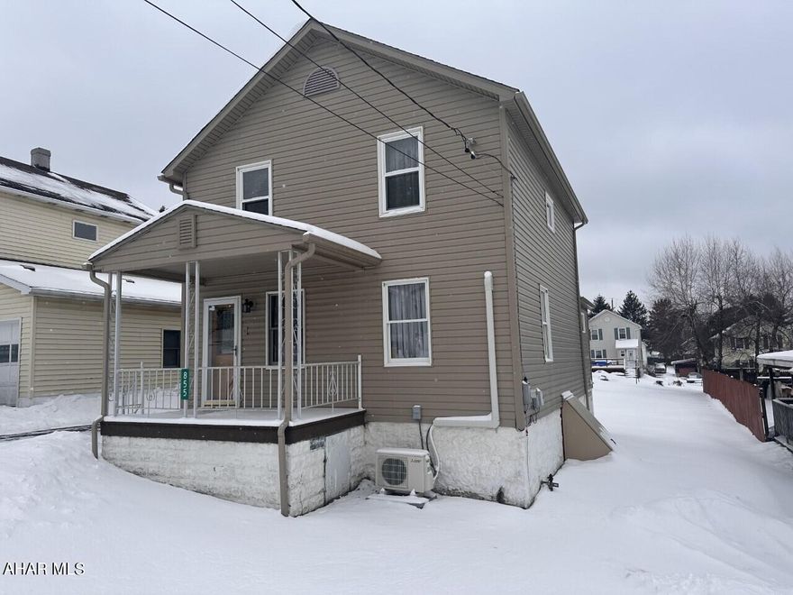 Central Cambria schools- Colver- 2 story vinyl sided 3 BR, 1 3/4 bath home with 1st floor laundry & family room.. Oil HW heat. Mini split AC. 1 car detached garage.