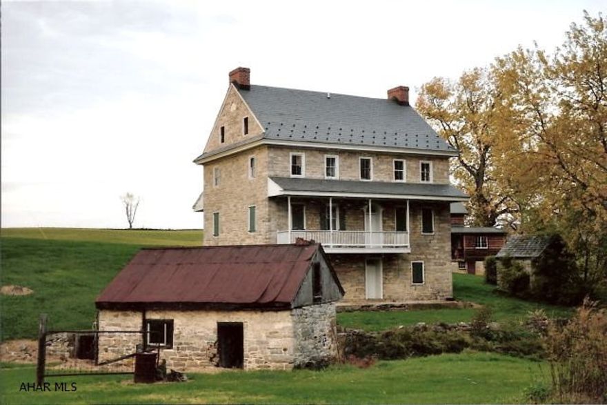 11 Acres, 1766 cut limestone house, barn spring house, summer kitchen and smoke house. House is for sale as is and needs to be renovated. - Stone House is the shell only. This property also has original log house which has been restored and in excellent condition - it is presently occupied by tenant on month to month lease. Some details: pent roofs, hinged wall, original shutters, cantilevered porch and porch covers. Original floors. Property has new well and peat moss septic. No drivebys, no trespassing on property, listing agent must accompany on all showings.
