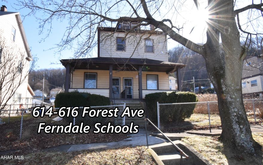 Potential investment property- This duplex is priced to move. Full basement and walk up attic. Detached garage that could fit 3 vehicles. Nice view from the front porch. Updated bathroom in 616. Sewers updated in 2022.