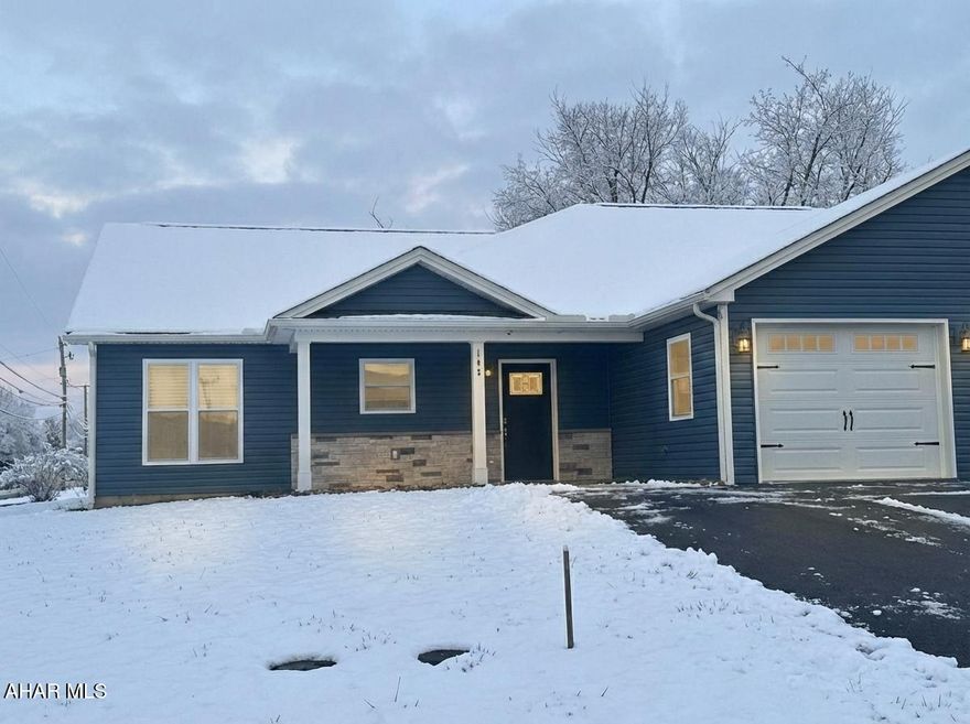 Check out this beautiful one level with no steps, open floor plan, custom blinds, two tone blue and gray kitchen cabinets with center island, granite countertops, undermount stainless sink and brushed nickel faucet and hardware, new stainless kitchen appliances, recessed LED lights throughout the home, vaulted ceilings in the dining area and living room, owner bedroom with walk-in closet and full bath, laundry room with washer/dryer and shelving, covered rear porch, attached one car garage, enjoy independent living with no maintenance fees, energy efficient electric heat pump with central air