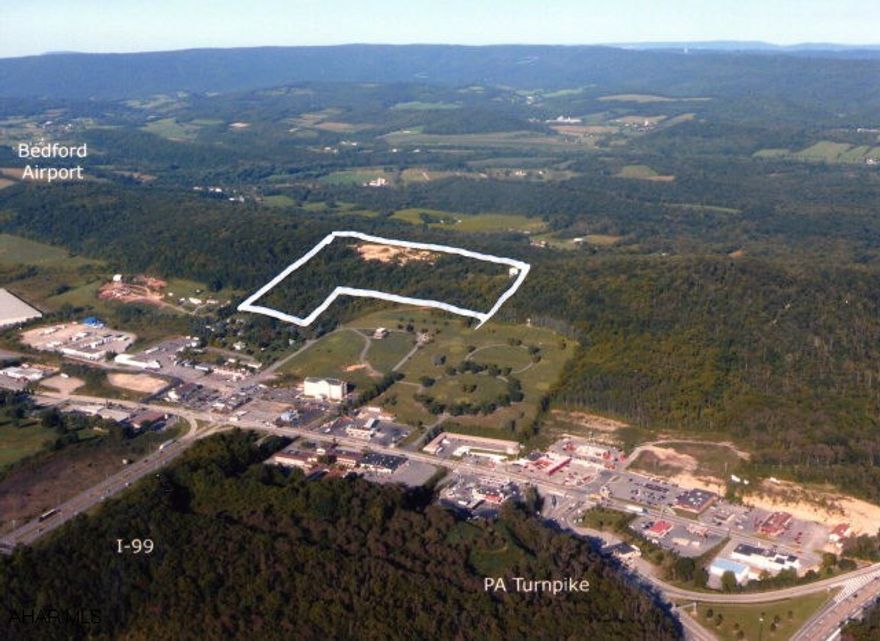 PERFECT LOCATION WITH DYNAMIC DEVELOPMENT POTENTIAL both commercial and residential. Just 30 miles from Altoona, Johnstown and Cumberland, MD. Just 3 miles to Bedford County Airport, Wal-Mart and REI Distribution Centers. 4 miles to Omni Bedford Springs Resort. All services accessible including public water and sewer, natural gas, electric and communications. Direct access to I-76/PA Turnpike and I-99.