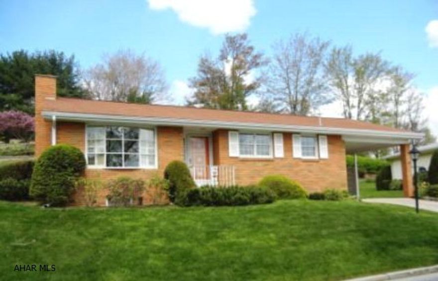 Lovely Corner brick 1 story with carport to enter side door.Near Altoona campus.  Bright and cheery.Large master with 2 double closets.  Large basement with high ceiling ready to be finished.