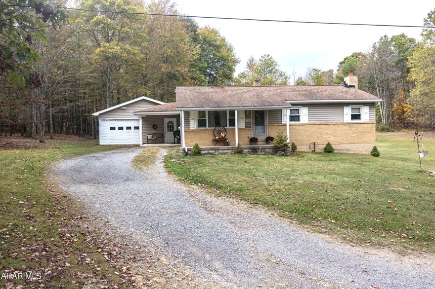 Charming 3-bedroom, 1-bath ranch nestled on a beautiful 1.6-acre wooded lot! Surrounded by nature, this peaceful retreat offers privacy and space to spread out. Inside, enjoy a remodeled bathroom, spacious kitchen completely open to the living room, and a partially finished family room or recreation room in basement. Outside, you'll find a oversized 1 car garage, with plenty of storage for tools, lawn equipment, hobbies/outdoor gear, gym equipment!