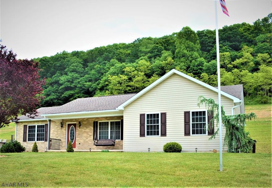 Highly sought after, updated ranch home situated on 3.67 acres just south of Bedford, PA.   Eat-in kitchen with maple cabinets and Samsung appliances opens to large outdoor living areas.   Full master suite off the southern end of the home with walk-in closet and full bath and double vanity.   2 additional bedrooms on the main floor, each with ample closet space, and access to an additional full bathroom.   Fully finished lower level with an expansive entertainment area; home office, that could double as a 4th bedroom; and laundry area includes an additional 3/4 bathroom. All mechanics throughout the home updated for energy efficiency.  Outdoor area includes large concrete patio, pool area and deck with recently finished Timbertech decking and aluminum rail from Keystone Vinyl. CALL TODAY!