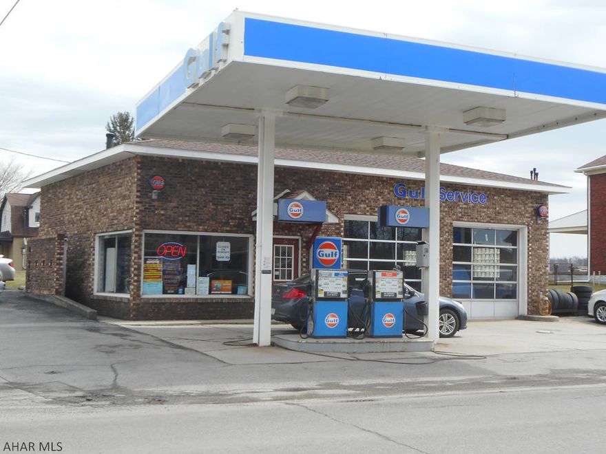 Very clean and well maintained brick gas station with two bay garage. Tanks in compliance. Lift and most inventory included. Doing good business and has a long tract record. Owner retiring. Call for details .