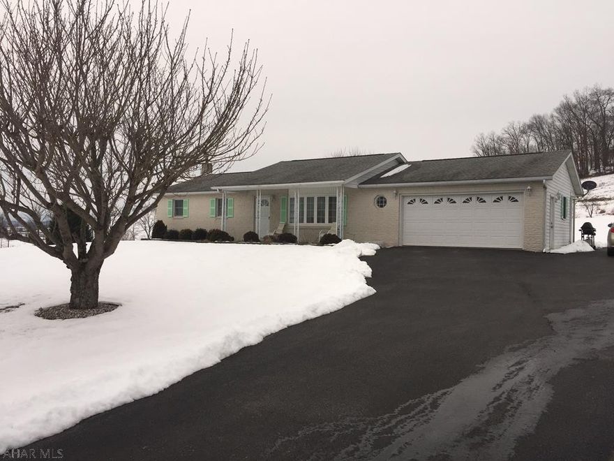 Well maintained ranch home on 12.6 acres with awesome views. This 3-bedroom home has 2.5 baths, newer carpeting throughout, thermo pane windows and a finished basement with propane fireplace and a newer variable heat pump system, and a newer well and well pump.