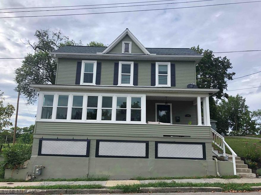 Spacious 2 story in Hollidaysburg Borough. Totally updated, new windows, beautifully done. LR, DR, Sunroom, Kitchen, Porch, 4BR, 1.5 BA, detached garage.  won't last!  New Furnace, central air, flooring, bathrooms, kitchen.