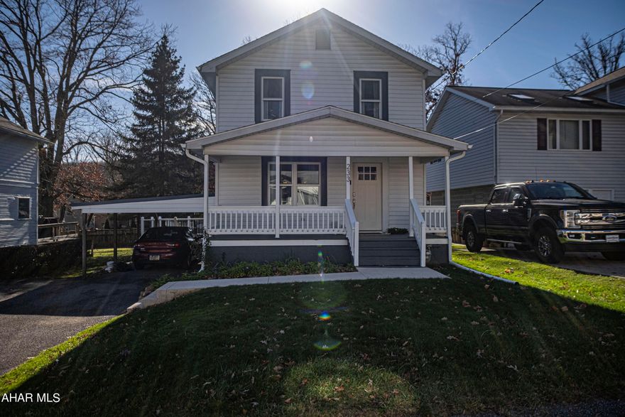 Completely remodeled home in the desired Juniata Gap area. This home features an open concept kitchen, living and dining room area. The kitchen was remodeled in 2019, complete with quartz countertops, stainless steel appliances and soft close drawers. There is a bonus room right off of the kitchen that could be used as an additional living area, bedroom or office. Luxury vinyl plank flooring throughout. Access to the deck and fenced back yard are outside of the bonus room. Trex deck was installed in 2022. Upstairs you will find two bedrooms and the main bath. The bathroom has tile flooring and a marble sink. New roof and windows in 2019. Carport was replaced in 2020. Concrete sidewalk replaced in 2021. This home has all new plumbing, electric, drywall, flooring, furnace, hot water heater, lighting fixtures, paint, porch floor and porch ceiling. Don't miss out! Seller is a licensed Realtor.