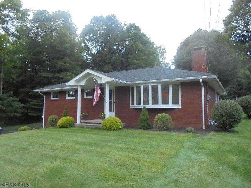 Ebensburg- Wilmore Road- 3BR, 2 bath brick ranch on 8/10 acre. Gas HW BB heat, gas fireplace. 2 car detached & 1 car Integral garage. Move in condition.
