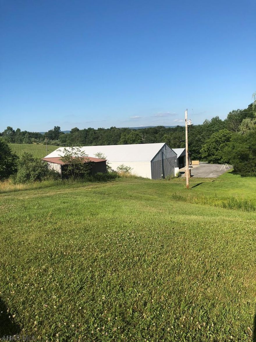 Fabulous price on these two commercial buildings situated on 12.38 acres.  Previously perc tested (will need updated), you could build your dream home in an area of the property with amazing views of the surrounding mountains, enjoy the spring fed pond and have your business nearby.  First building (Approx. 48 x 80) has sections that can be divided, areas that could be office space and has two propane heaters in the larger sections.  The second building (approx. 50 x 96) is unheated but dividable and has one small office.  This property is off Route 56, Near I-99 and a short distance to the PA Turnpike.  Many possibilities here!