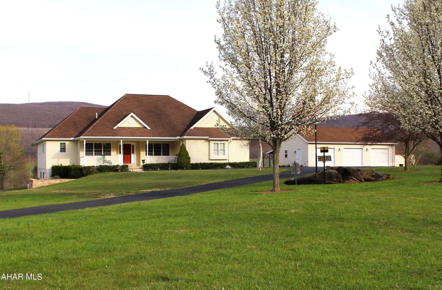 Welcome to this custom-built ranch-style home nestled on 13.3 acres in rural Pennsylvania. Only three miles from interstate 70. Constructed in 2003, this unique property offers an array of features and amenities.

As you arrive via your private drive, you'll be greeted  by this one-of-a-kind residence. The main level features a newly remodeled eat-in kitchen, complete with granite countertops. The convenience of a laundry room with a utility sink adds practicality to daily tasks.

Step onto the covered front porch to access the front door. Come into the foyer turn to the right and you will see the main level office, and if you turn to the left you will see a a formal dining room. straight ahead is the family room, featuring a propane stove and surround sound. 

The primary bedroom, is complete with a remodeled bath and walk-in closet. Two additional bedrooms and a remodeled guest bath provide accommodations for family or guests. 

For those who enjoy tinkering or crafting, a workshop with built-ins and cabinets ensures organization. Storage abounds on the main level and in the partially finished basement, offering flexibility for various needs. 

In the basement you will see various finished rooms, that could be used for hosting additional guests, working out, or storage. The possibilities with the space are endless. 

Additional features include tray ceilings in various rooms, well and septic systems, 6'' exterior walls, energy-efficient tilt-in windows, and a Culligan water system (serviced in 2024). Updates such as a new furnace (2021) and a radon mitigation system provide added peace of mind. The house has been hardwired for internet throughout.

Outdoor enthusiasts can appreciate the fenced garden with raised beds, for cultivating fresh produce, and the tractor shed for equipment storage. A three-car garage offers ample space for vehicles and additional storage. 

Relax and enjoy the surroundings from the 32x23'' walk-out deck. A driveway alarm ensures security, while a backup generator offers peace of mind during inclement weather. Exterior cameras are attached to the home and able to be connected to your preferred security system. 

This property is enrolled in the Clean and Green Program, reflecting a commitment to environmental stewardship. Whether you seek a peaceful rural retreat or a comfortable family home, this property offers so many possibilities and space. Come see if for yourself!
