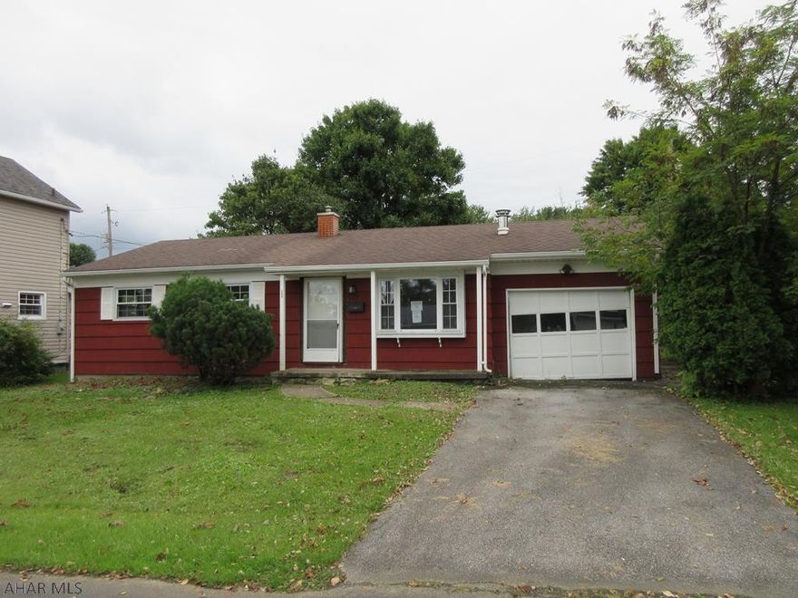 College Heights 1 story ranch home near PSU Altoona with loads of potential. Large living room features brick fireplace with insert, spacious eat-in kitchen, 3 nicely sized bedrooms with hardwood floors, 1.5 baths and first floor laundry. Relaxing rear screened patio, 1 car attached garage with only 2 steps into home, private backyard with large storage shed. Property sold AS-IS. Seller will make no repairs. Offers must be submitted through HUD approved broker. Buyer pays both transfer taxes. Exclusive Agency. Equal Housing Opportunity.